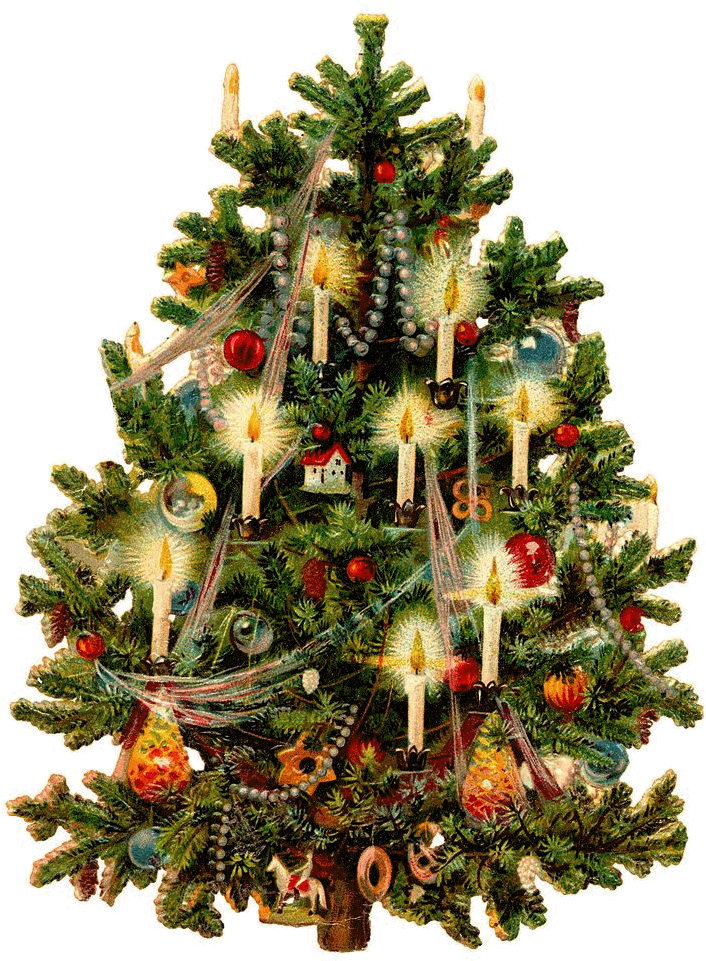 Tubes Gifs Sapins De Noël - Victorian Christmas Tree (736x963), Png Download