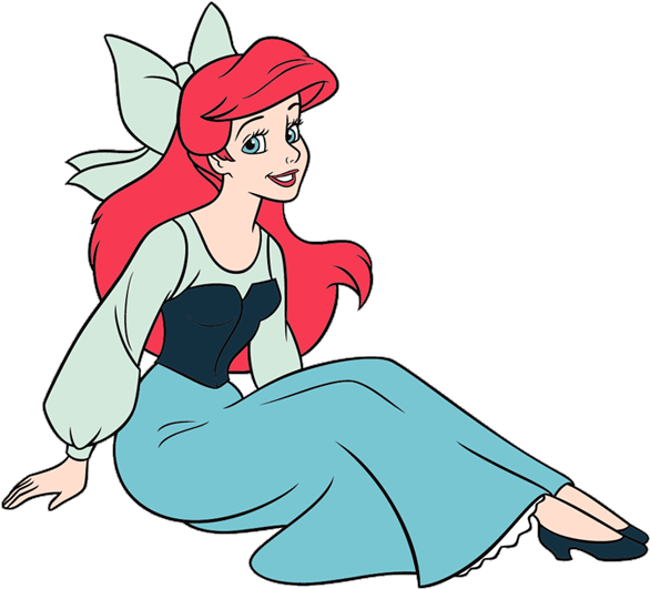Ariel In Blue Dress - Ariel Little Mermaid Human (600x535), Png Download