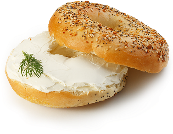 Cream Cheese - Bagel Topped With Cream Cheese (600x600), Png Download