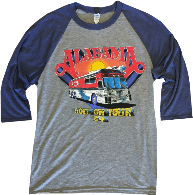Alabama Grey And Blue Raglan Tee- Roll On - Alabama Roll On Tour T Shirt (640x640), Png Download