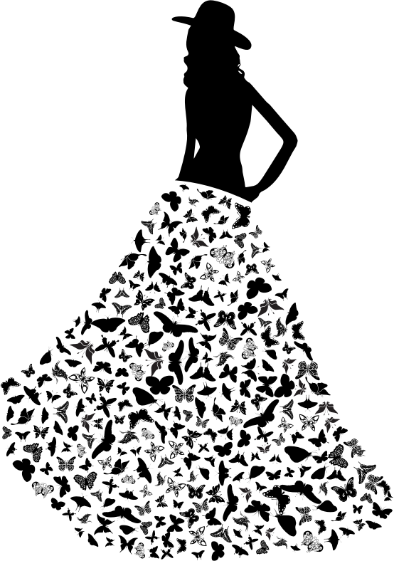 The Woman With The Butterflies Dress - Illustration (554x788), Png Download
