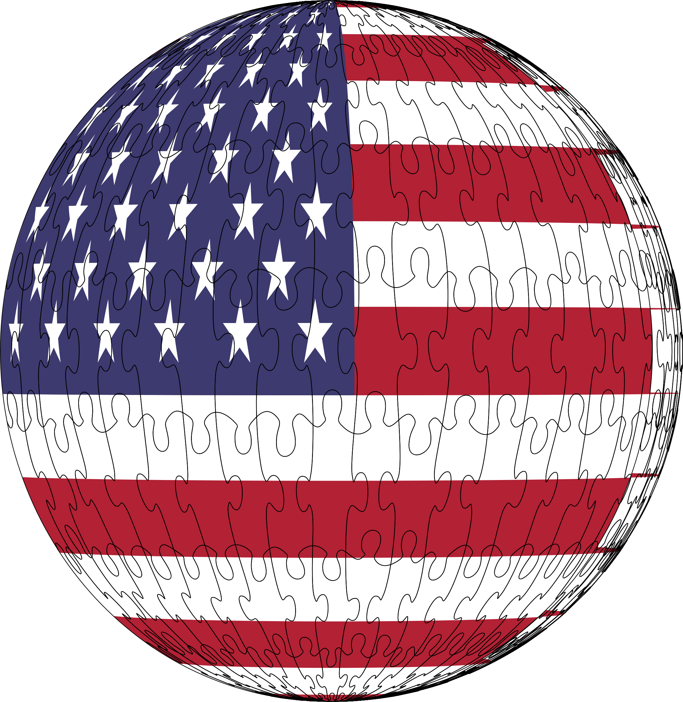 This Free Icons Png Design Of America Flag Sphere Jigsaw (2296x2362), Png Download