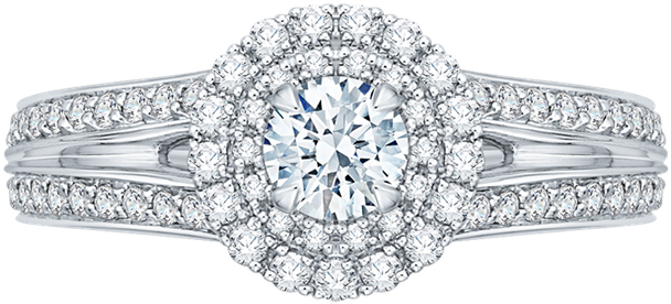 Promezza 14 K White Gold Promezza Engagement Ring - Ht254625rd9 Platinum Tacori Petite Crescent Engagement (800x800), Png Download
