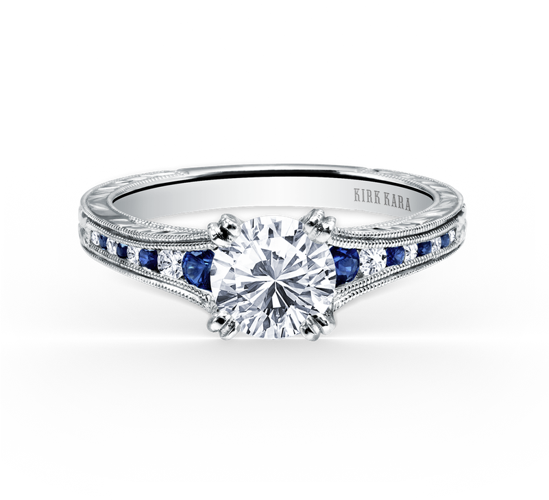 Kirk Kara K1140bdc-r - Kirk Kara Stella Blue Sapphire & Diamond Channel (800x800), Png Download