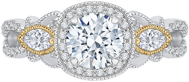 Carizza 18k Two-tone Gold Carizza Semi Mount Engagement - Tacori Ht254625rd Engagement Ring (800x800), Png Download