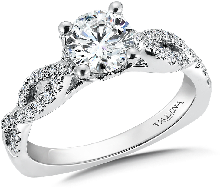 Valina Diamond Engagement Ring Mounting In 14k White - 14k Gold White Rhodium, Fancy Estate Cocktail Ring (800x800), Png Download
