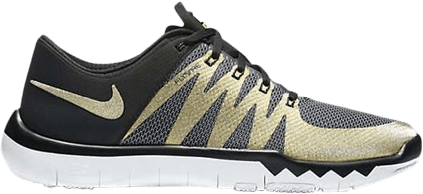 Free Trainer - Size 9.5 Nike Free Trainer 5.0 V6 Shoe - Men's Gold/black/white (849x390), Png Download