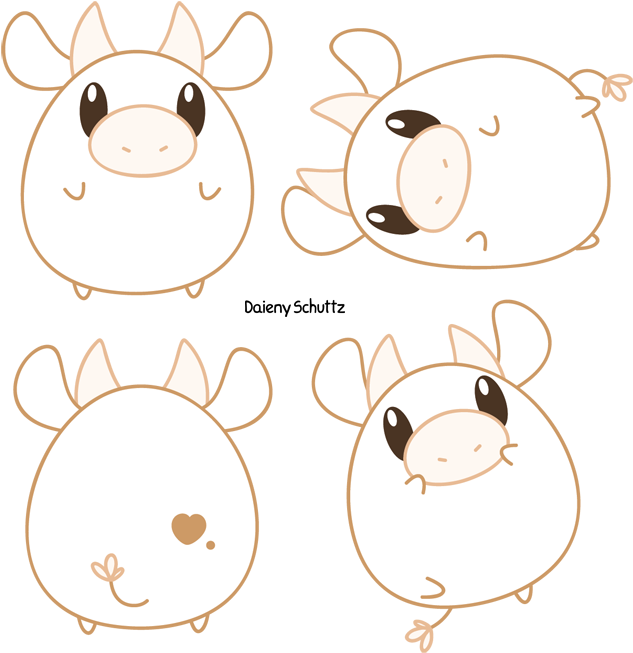 Cow At Getdrawings Com Free For Personal - Cute Chibi Cow Drawing (672x678), Png Download