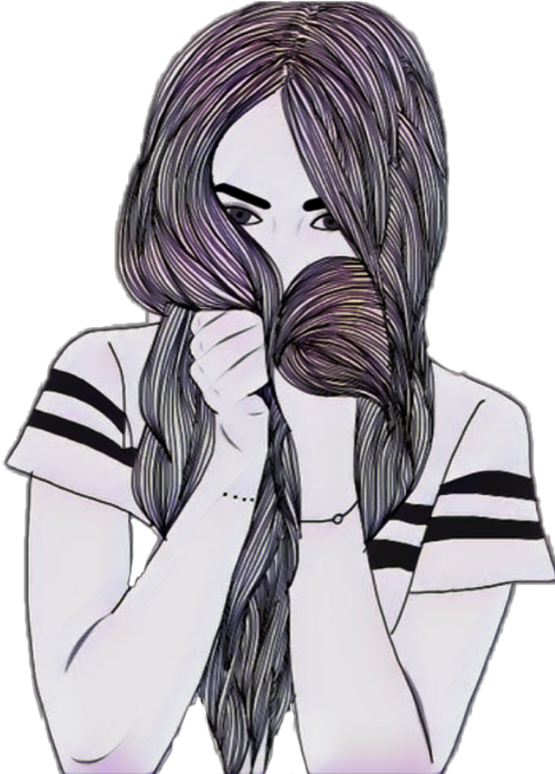 Dibujo Chica Sacando El Dedo (1024x1024), Png Download