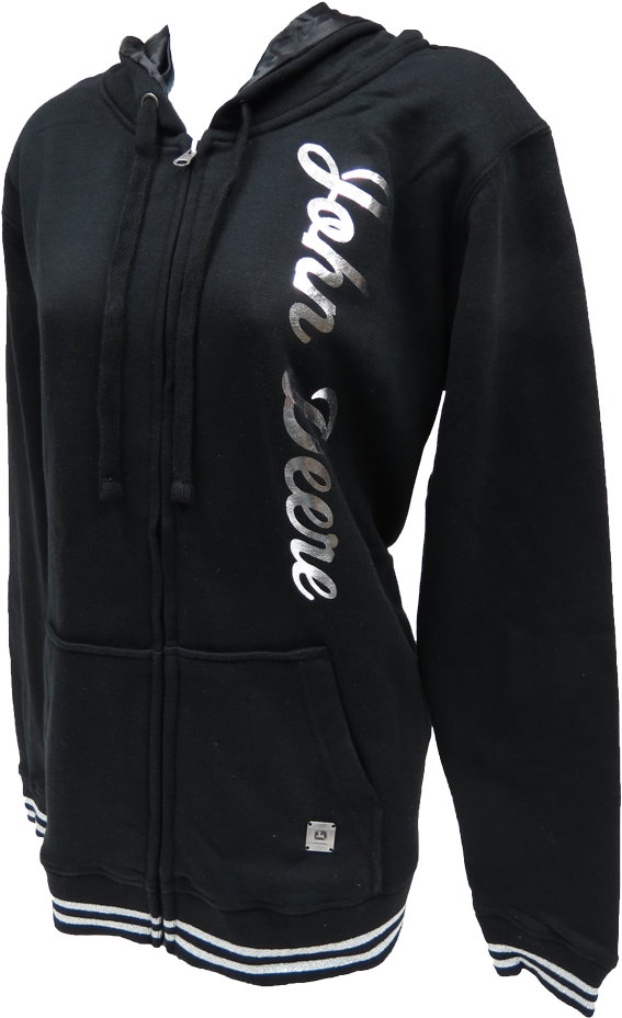 John Deere Foil Zip Up Black Fleece Hoodie - Video Game (729x1001), Png Download
