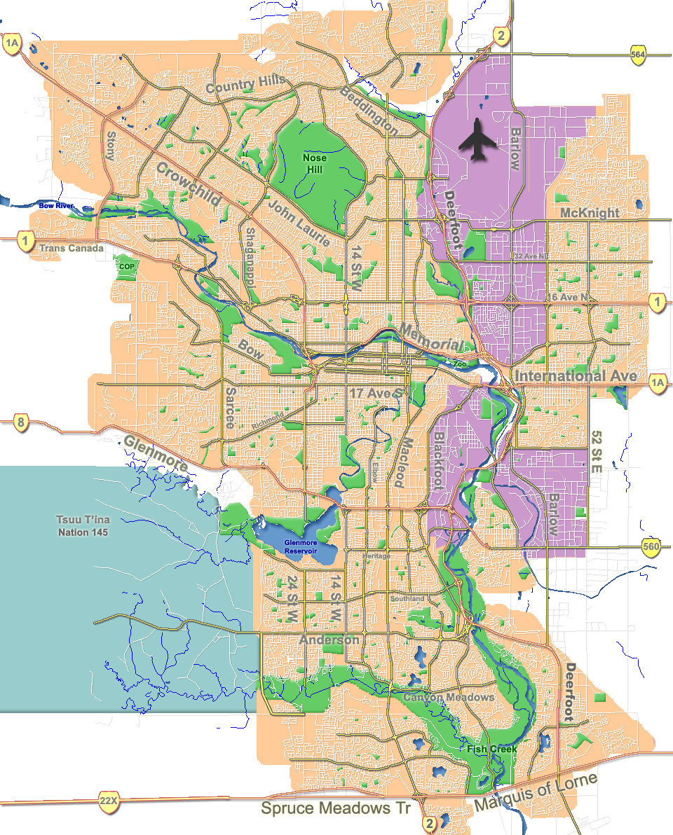 Road Map Of Calgary (960x1192), Png Download