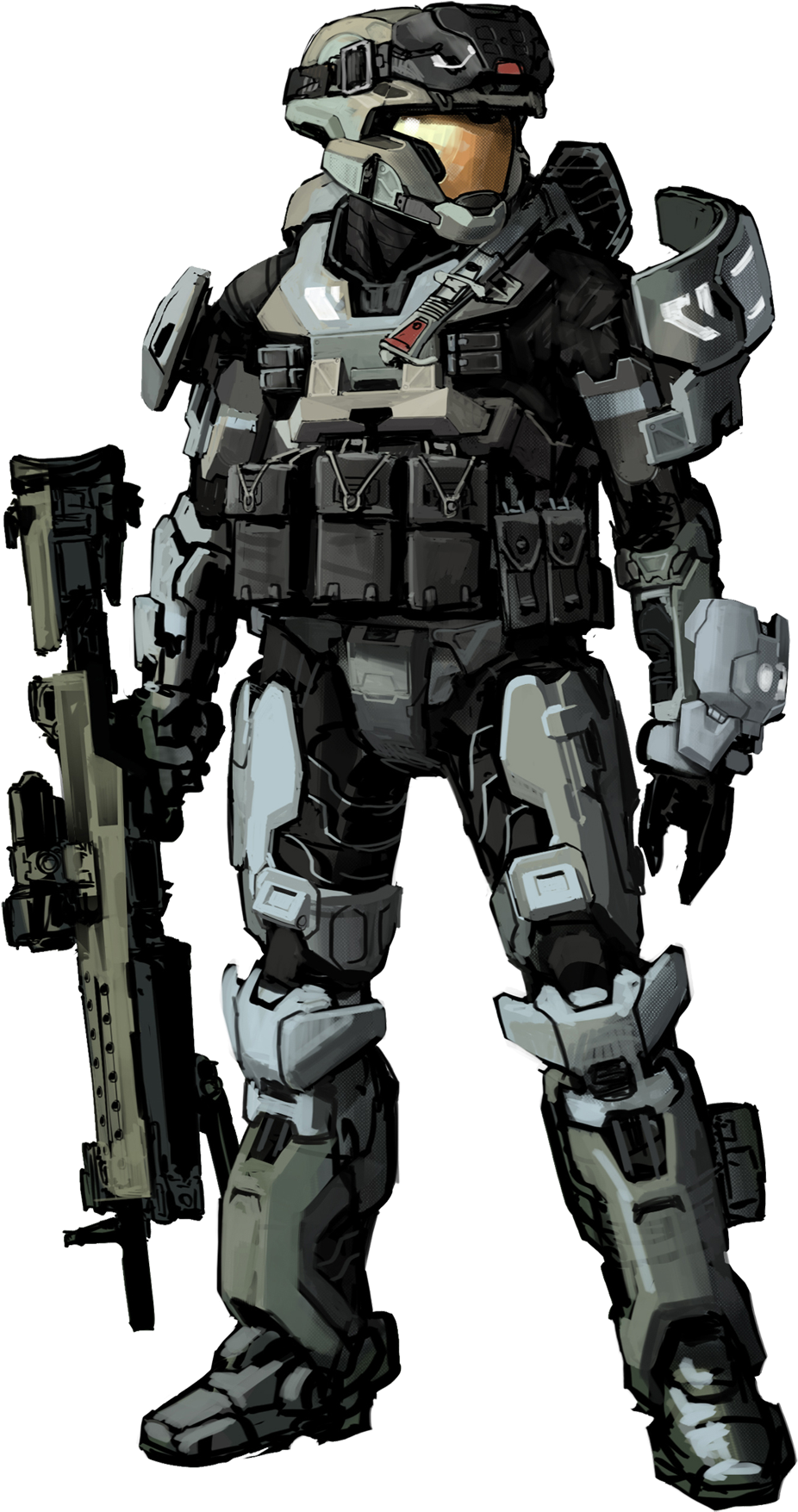 Pin By Isaac Vaughan On Games - Halo Reach Spartan Concept Art (1080x1875), Png Download