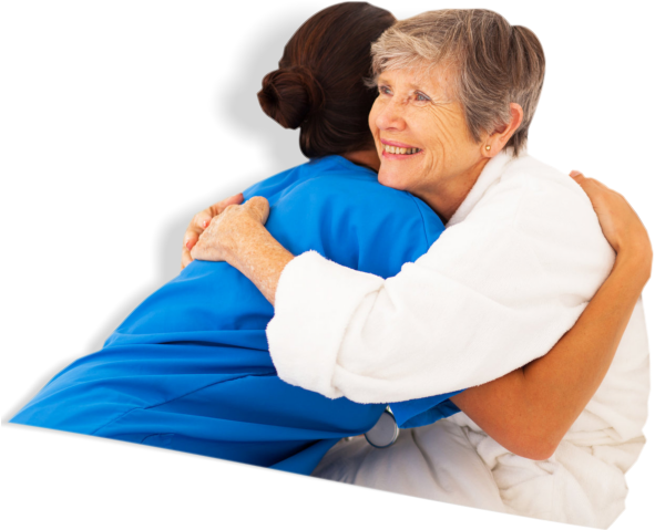 A Nurse Hugged By An Old Woman - Changer Couche Personne Agée (625x541), Png Download