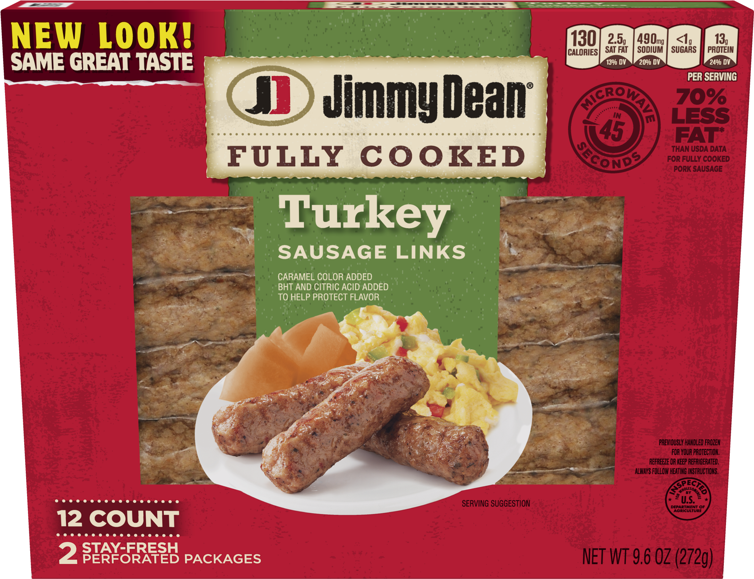Jimmy Dean® Fully Cooked Turkey Sausage Links, 12 Count - Jimmy Dean Turkey Sausage (2400x2400), Png Download