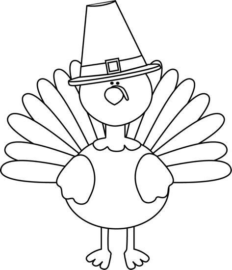 Black And White Turkey Pilgrim Pilgrim - Turkey Clip Art Black And White (473x550), Png Download