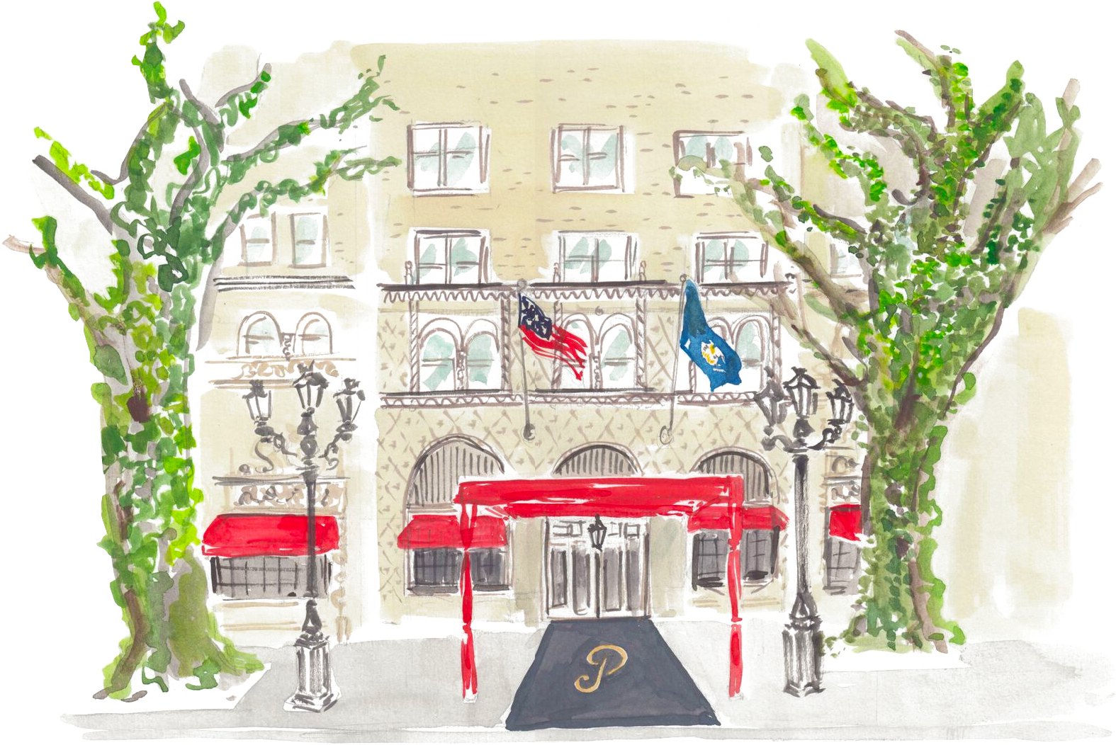 Pontchartrain Hotel - Illustration Division Inc (1575x1052), Png Download