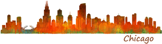 Chicago Us Skyline Cityscape Keramik Herz-ornament (600x600), Png Download