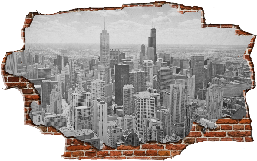 Zapwalls Decals Chicago Skyline Brick - Chicago (900x587), Png Download