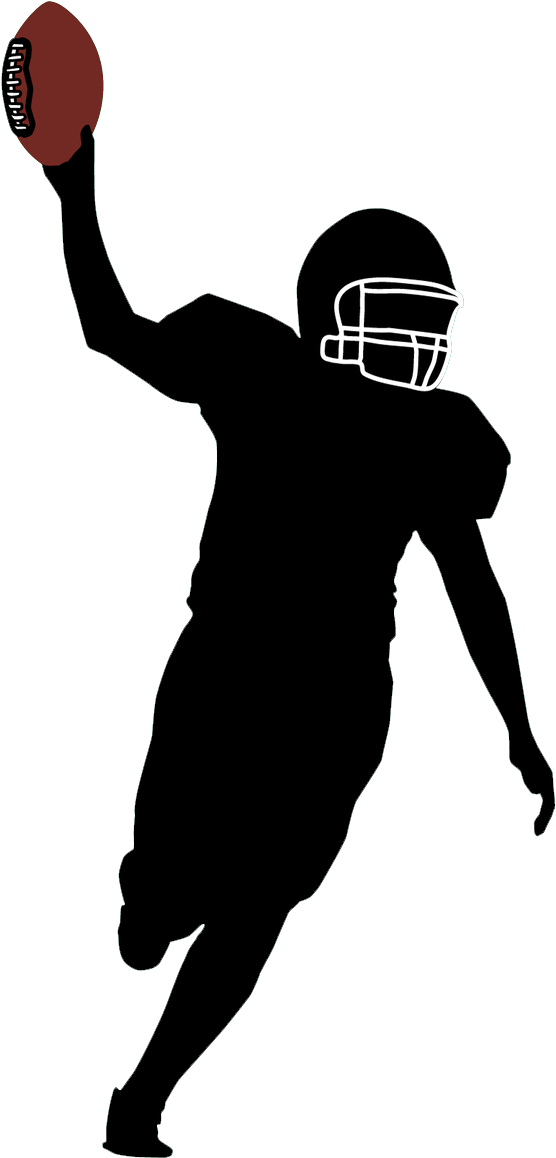Football Transparent Silhouette - American Football Player Silhouette Png (651x1210), Png Download