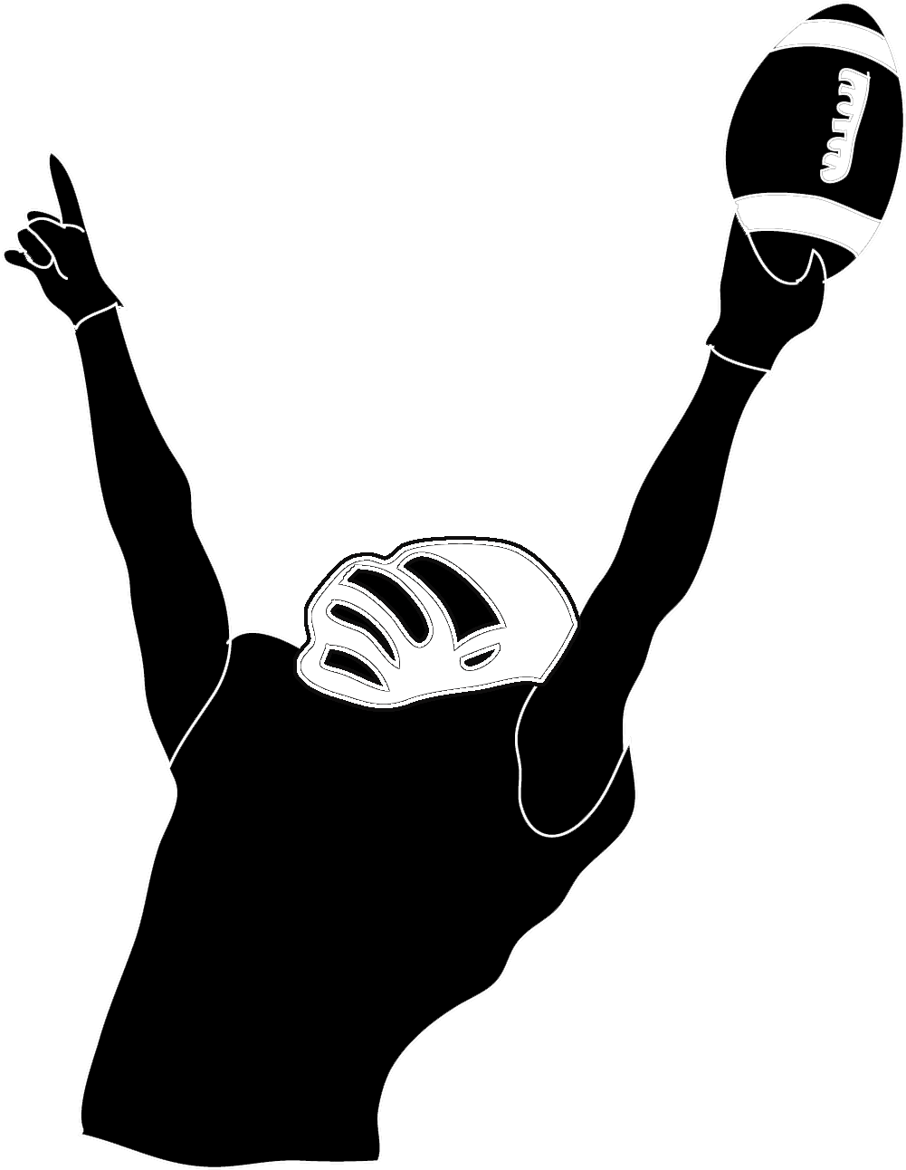 Victory Football Player - Football Player Silhouette Clipart (1049x1332), Png Download