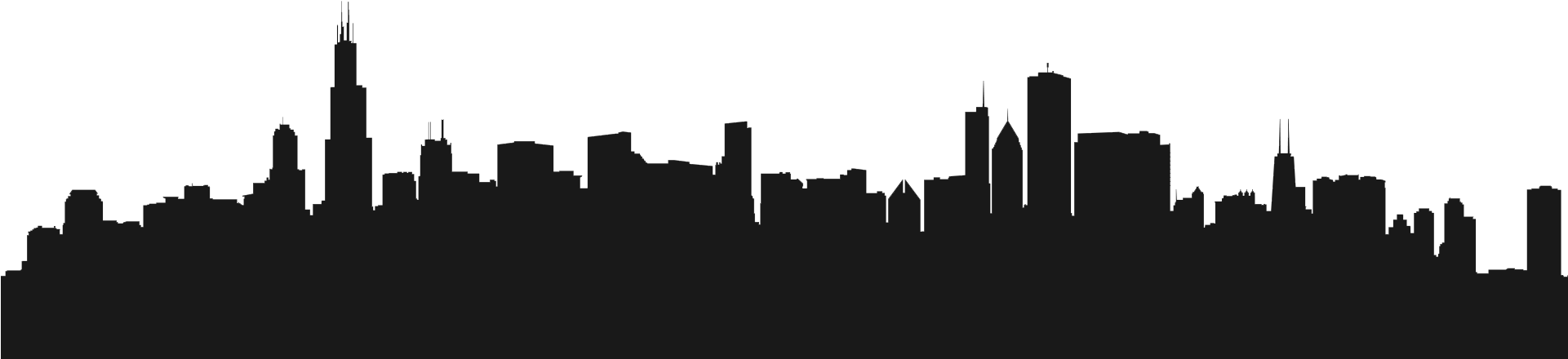 Chicago Skyline Silhouette - Chicago (1920x450), Png Download