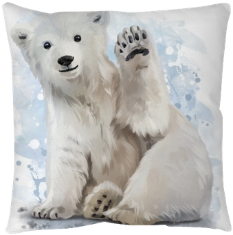 Polar Bear Watercolor Painting Floor Pillow • Pixers® - Polar Bear Watercolor Painting (400x400), Png Download