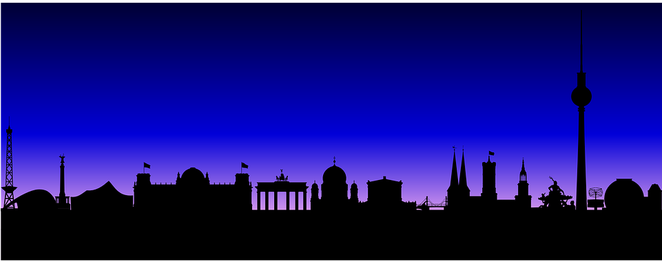 Skyline Berlin Buildings Time Night Towers - Berlin Bei Nacht Skyline (680x340), Png Download