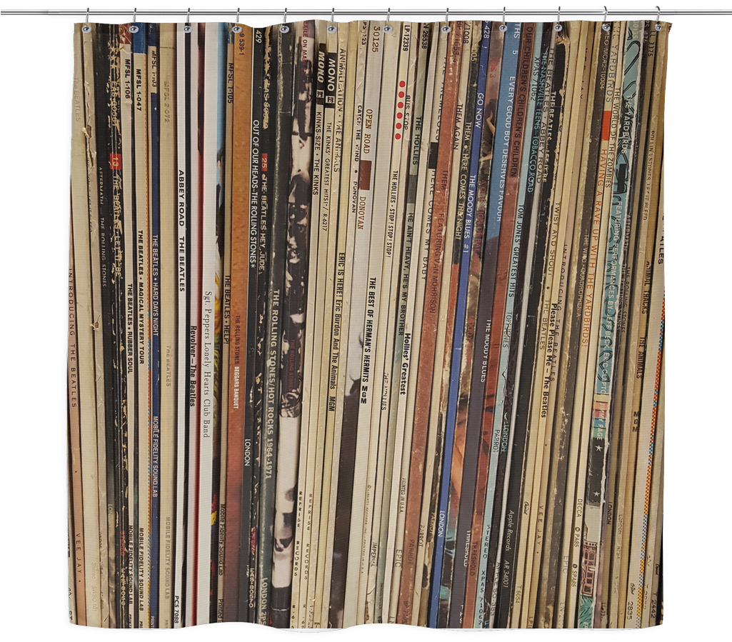 Retro Shower Curtain, Vinyl Record Albums, British (1024x1024), Png Download