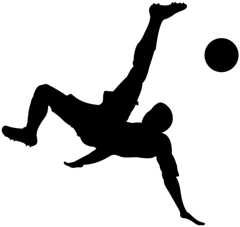 American Football Player Silhouette Png For Kids - Soccer Bicycle Kick Silhouette (500x500), Png Download