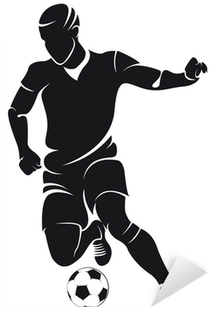Vector Football Player Silhouette With Ball Isolated - False Soccer Wall Decal Vinyl Wall Sticker Sport Sticker (400x400), Png Download