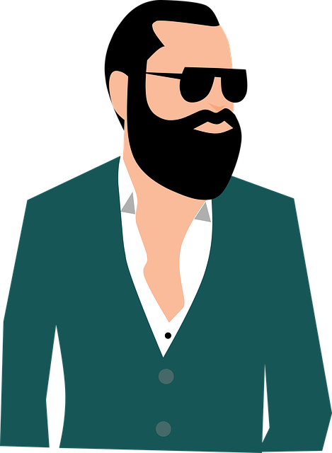 Graphic Black And White Stock Beard Clipart Man Model - Hombre Con Barba Animado Png (469x640), Png Download