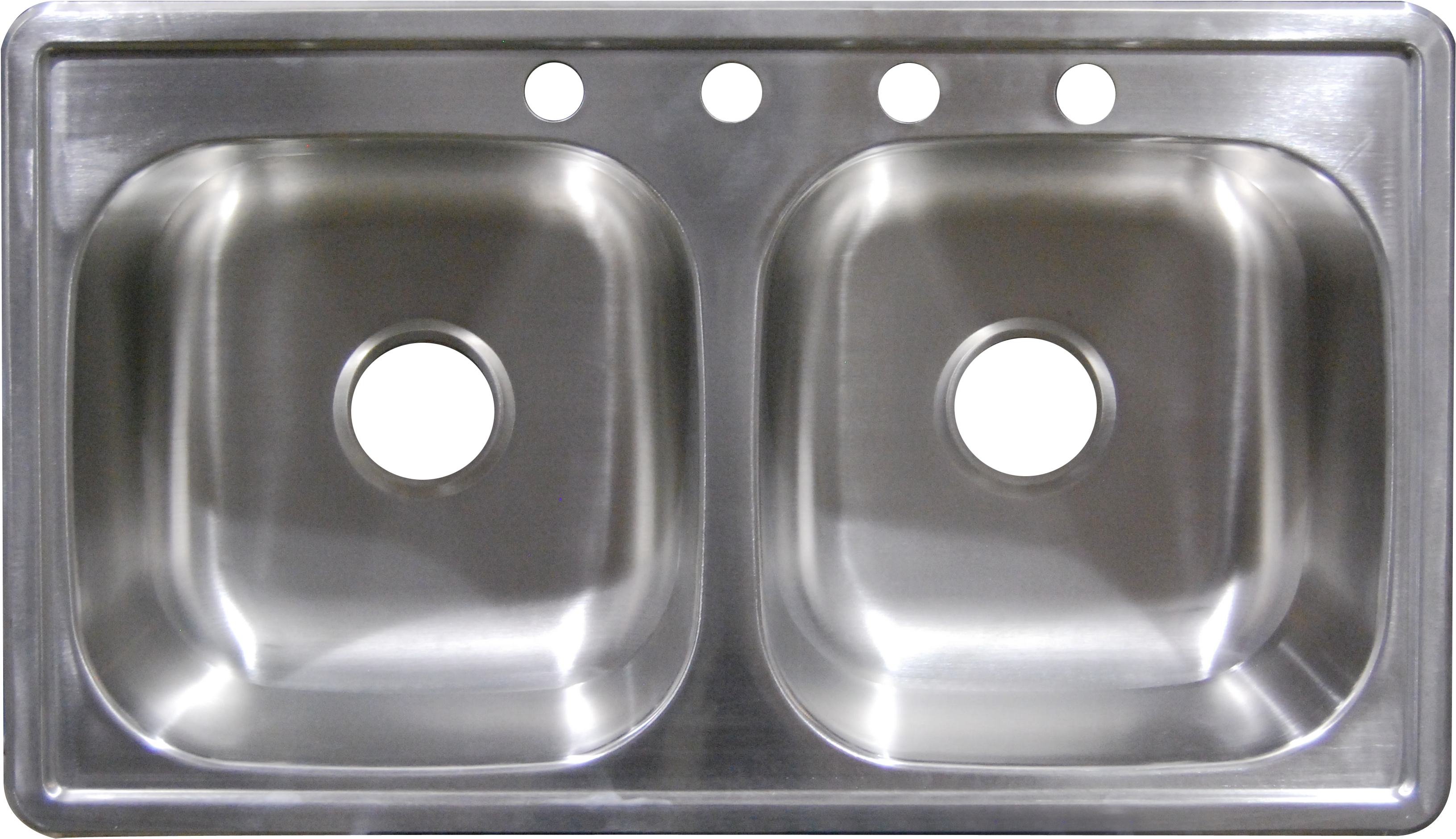 Stainless Steel 50/50 Double Bowl Sink 6" Depth Satin - Bowl Sink (3623x2291), Png Download