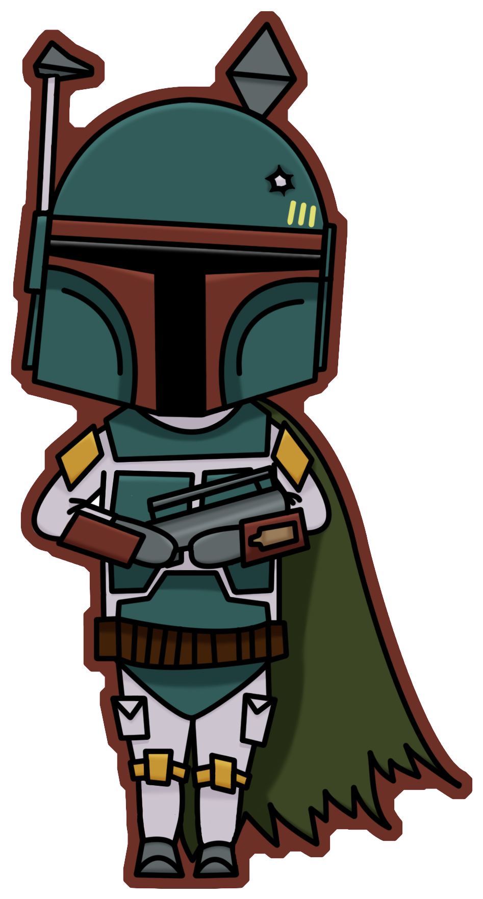 Star Wars Boba Fett Chibi (1500x2100), Png Download