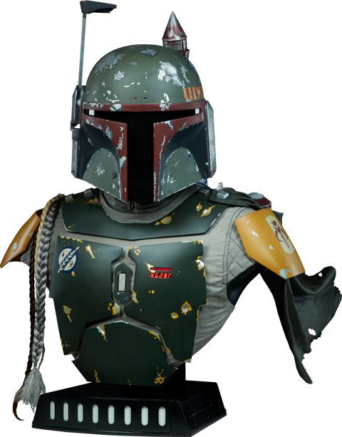 Star Wars Boba Fett Life-size Bust By Sideshowcollectibles - Boba Fett Bust (480x613), Png Download