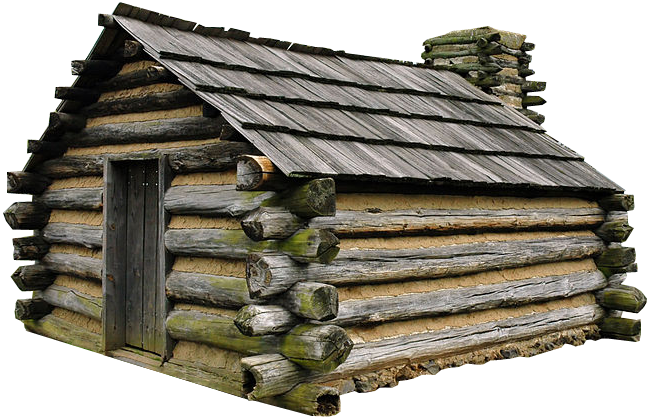 Log Cabin - Winter At Valley Forge Cabins (650x420), Png Download
