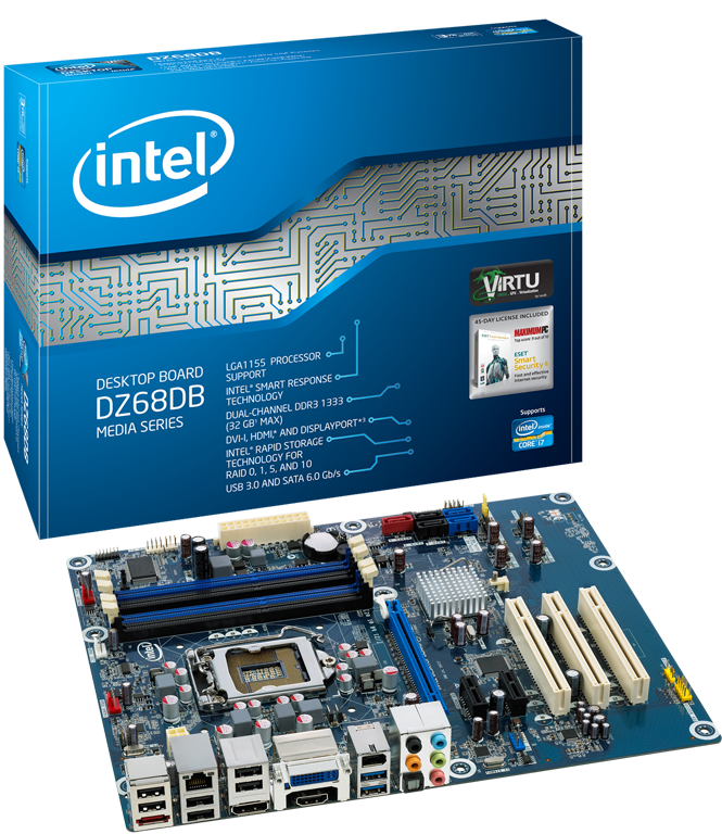 Intel Dz68db Lga1155 Ddr3-1333 Z68 Hdmi Sata 6gb/s - Intel Dz68db Motherboard (665x768), Png Download