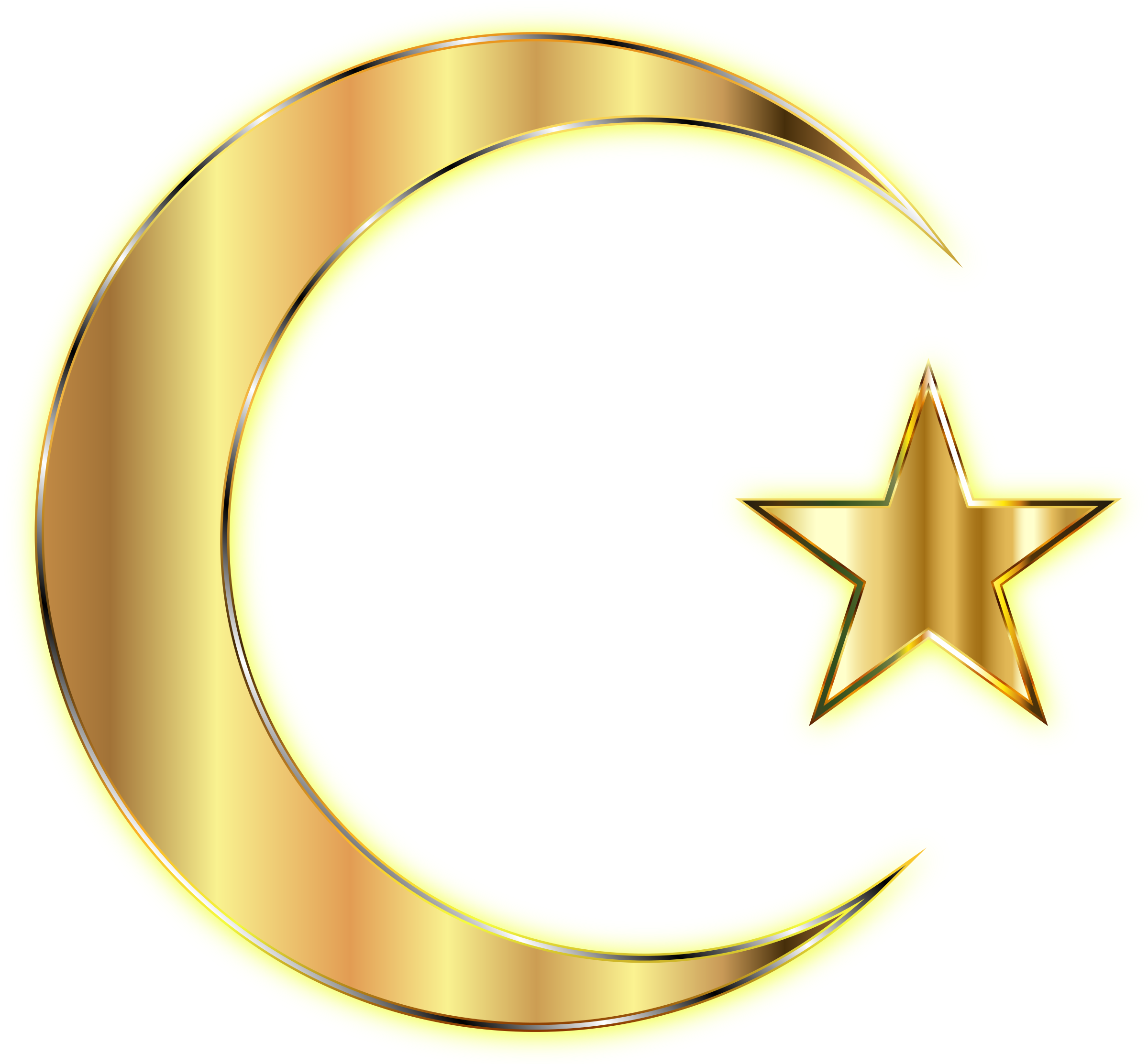 Star And Crescent Moon Computer Icons - Gold Crescent Moon (367x340), Png Download