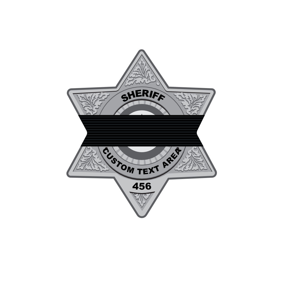Silver Sheriff Badge With Black Band In Loving Memory - Silver Sheriff Badge (1200x1200), Png Download