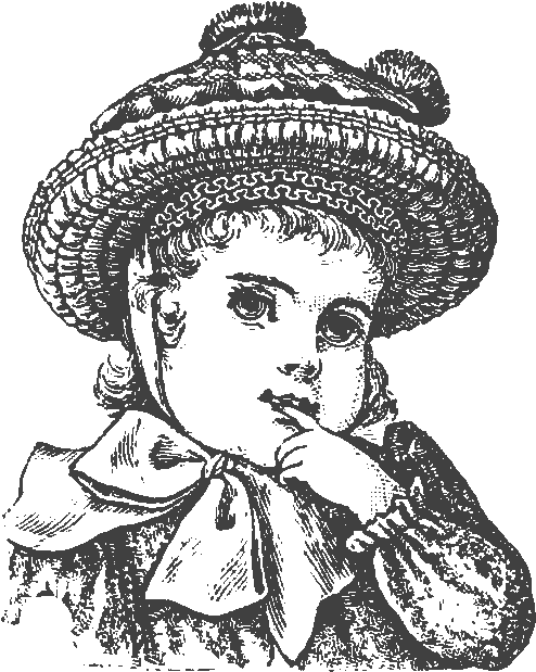 Old Print Art Vintage Girl - Illustration (525x625), Png Download