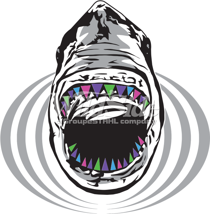 Shark With Neon Teeth - Illustration (709x709), Png Download