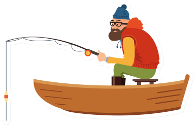 Fisherman - Рыбак В Лодке На Белом Фоне (400x400), Png Download