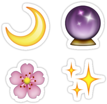Crescent, Flower, Crystal Ball - Crystal Ball Emoji Png (375x360), Png Download