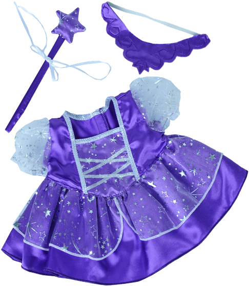 Purple Fairy Princess W/ Wand & Tiara - Build A Bear Clothes Cosum (520x600), Png Download