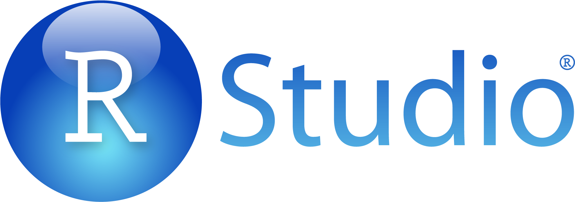 Rstudio Logo Blue Gradient - Statistical Analysis Using R Software (2000x702), Png Download