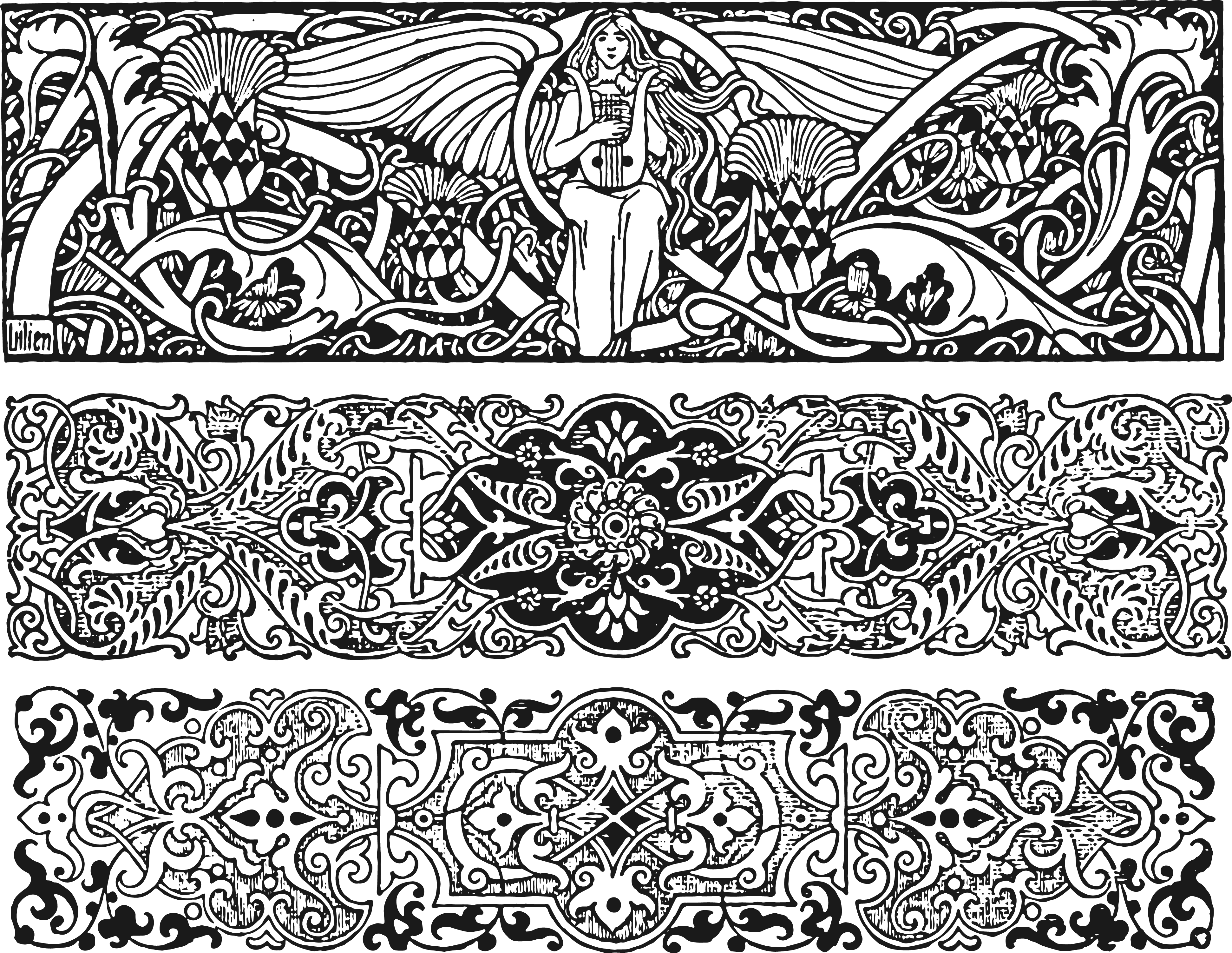 Jpg Download - Public Domain Art Nouveau (3884x3003), Png Download