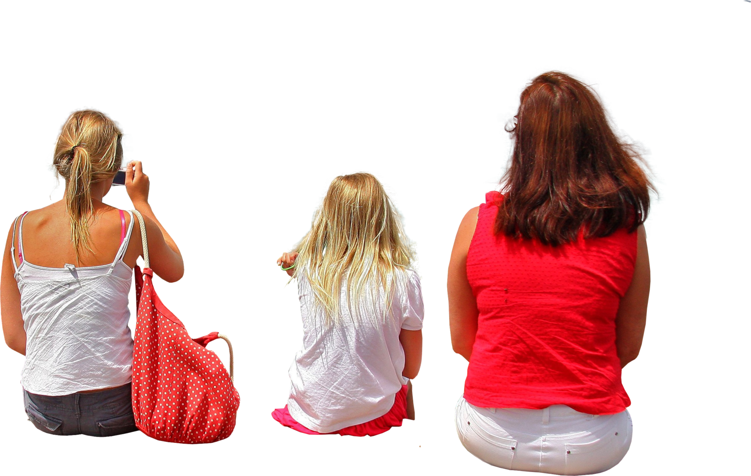 Download Threegirlslookingback - People Sitting Back Png PNG Image with No  Background 