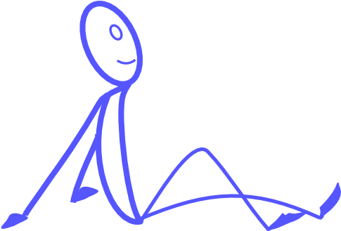 Blue Stickman Sitting Back Clip Art - Happy In My Bubble (600x328), Png Download