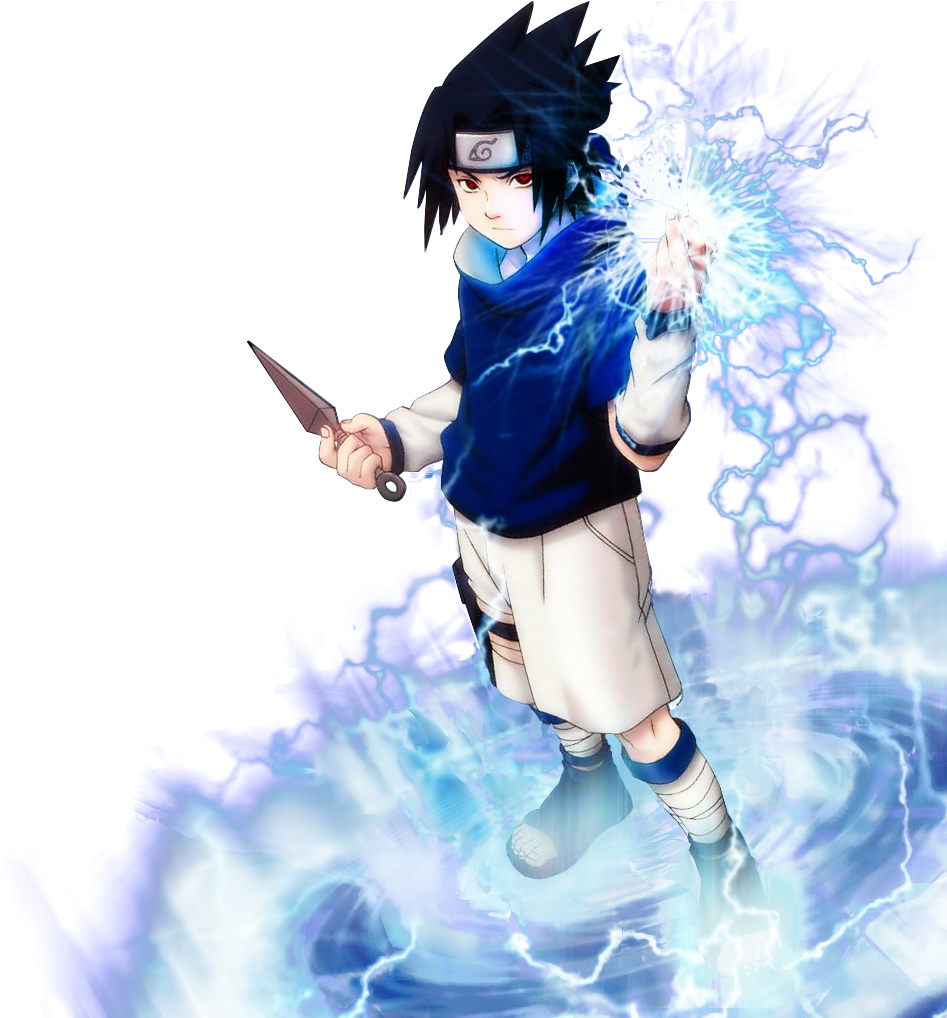 Best Anime Images - Sasuke Con El Sharingan Y El Chidori (946x1024), Png Download