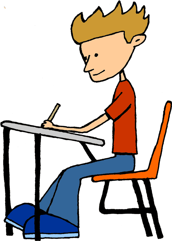 Person - Sitting At Desk Clipart (600x844), Png Download