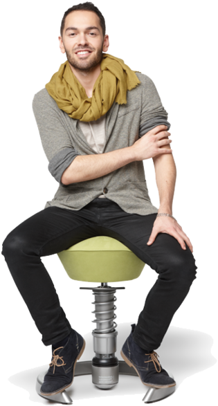 Swopper Convinces - Sitting On Stool Png (364x600), Png Download